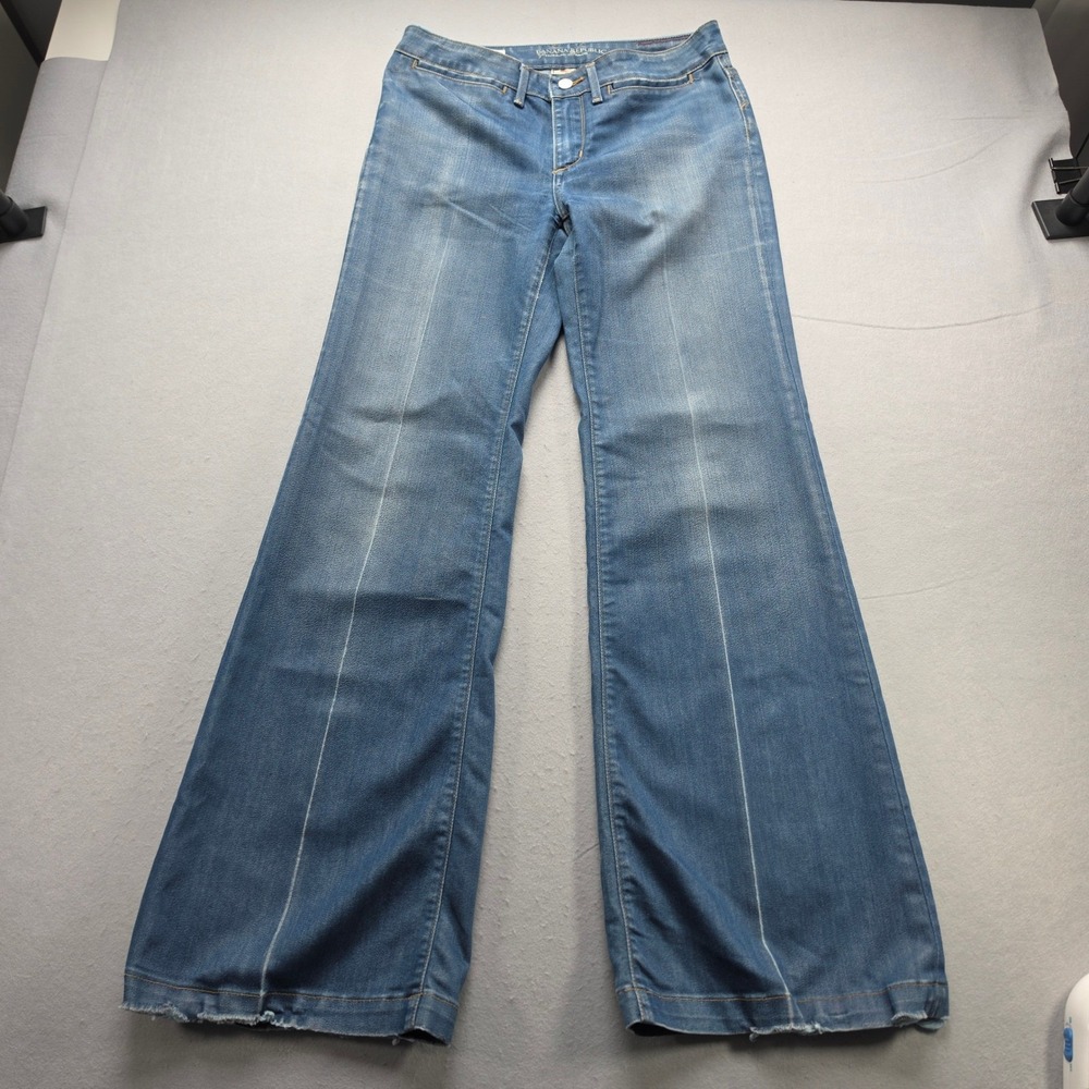 Banana Republic Premium Denim Classic Wide Leg Jeans Blue Stretch Size 6 USA - Picture 2 of 9